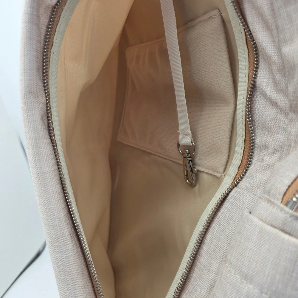 Nordace Siena Smart Backpack Beige ‎  Laptop Charging Travel Bag Luxury Neutral